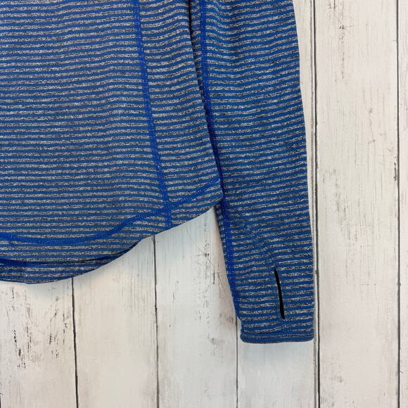 Lululemon Run Slope Stripe Limitless Blue Ice Queen Long Sleeve Shirt Size 4 - Picture 4 of 13